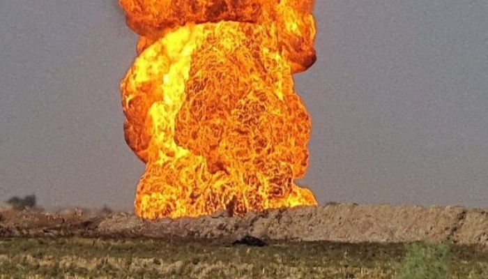 انفجار خط لوله گاز در جنوب عراق ناشی از حمله پهپادی 